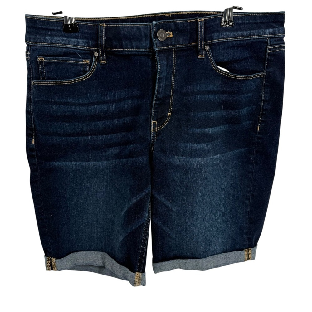 White House Black Market Women's Bermuda Denim Shorts Size 8 Cuffed Jean stretch